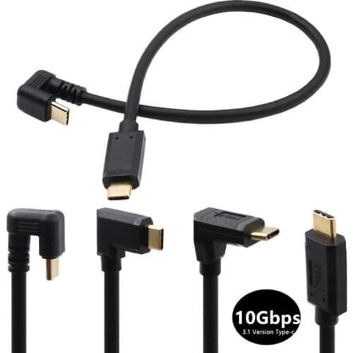 30CM Double Angle USB 3.1 10Gbps 4K 60Hz Type-C Male To Male Female Charging Cable U-Shaped USB-C Elbow Car Data Cable 1FT 0.3M