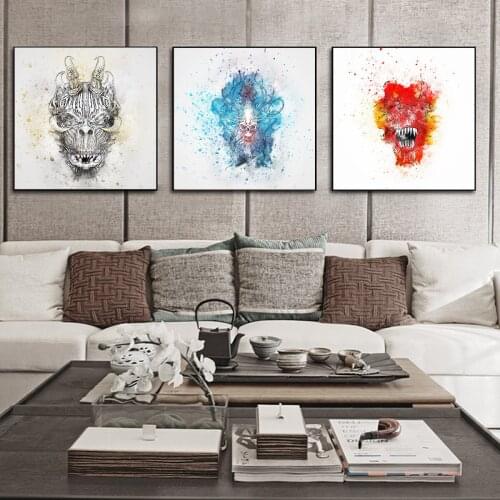 Blur Series Watercolor Demon Monster Oil Painting Picture Poster Canvas Print Painting Wall Art Living Room Home Decoration
