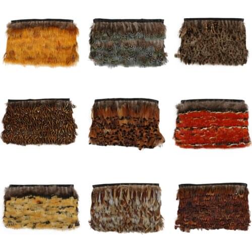1 Meter Natural Rooster Feather Ribbon 4CM-6CM Pheasant Feather Trims For Wedding Dress Decoration DIY Clothes Accessories