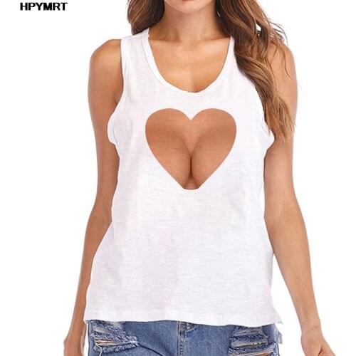 Kawaii Tank Tops Women Sexy body Printed New Summer Tops Female T-shirt Loose Sleeveless Tee White Round Neck Oversized Vest Top