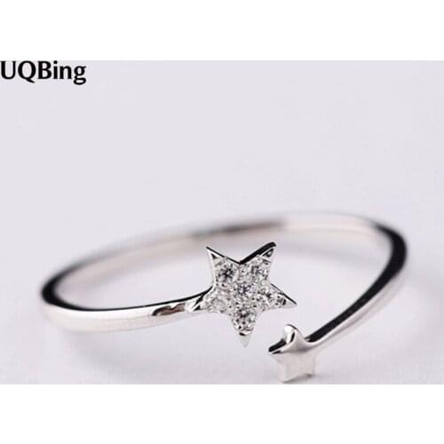 Fashion 925 Silver Rhinestone Star Ring For Women Finger Engagement Ring Best Selling
