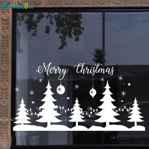 Merry Christmas Tree Window Sticker Snowflake Home Decoration Shop Décor Sekf Adhesive Murals Warm YT5270