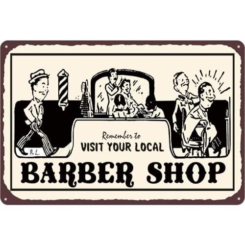 Design Tin Metal Signs Wall Art|Visit Your Local|Thick Tinplate Print Poster Wall Decoration for Barber Shop