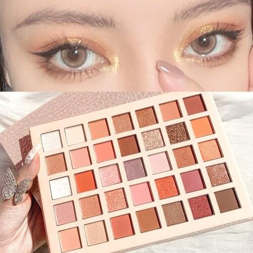 35 Color Eyeshadow Palette Matte Glitter Waterproof Long Lasting Diamond Nude Pigment Powder Eyeshadow Makeup Pallete Beauty