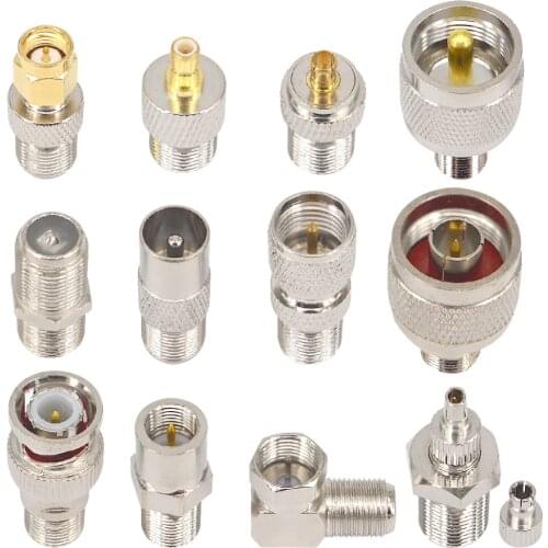 F to SMA UHF BNC SMB N FME TS9 CRC9 F Mini UHF TV MCX Type Connectors Kits RF Adapter 12 Type