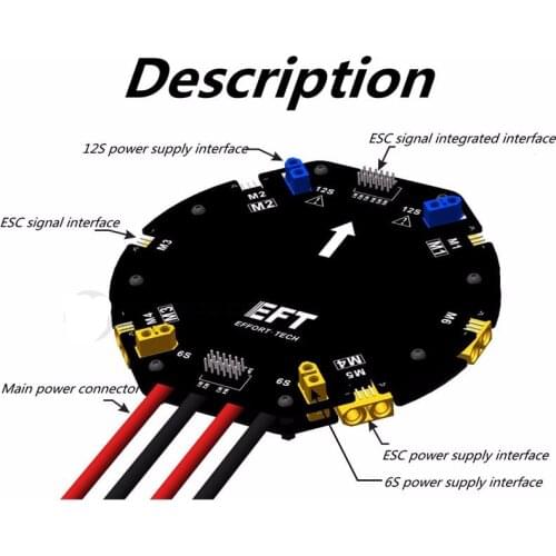 EFT Large Current Power Distribution Board PDB Board 12S 480A for Agricultural drone Quadcopter Hexacopter