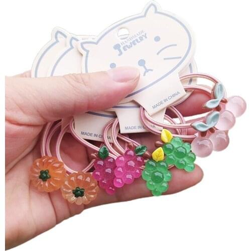 2PCS Transparent Fruit Grape Princess Headwear Kids Elastic Hair Bands Children Hair Tie Ropes Girls Accessories Baby Headdress