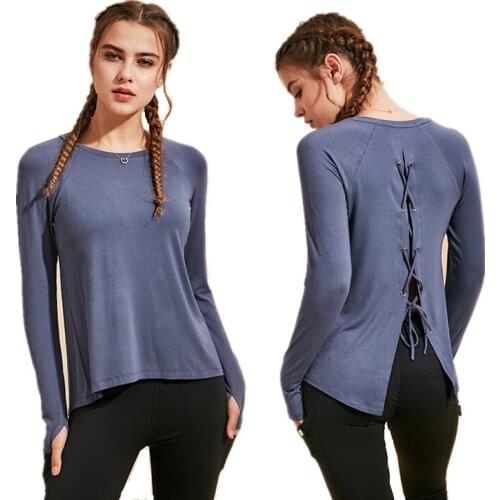 UA ROCK Yoga shirt Top With Adjustable Back Cross-strap Design Latest style of Fitness Long Sleeve T-shirt 2019 Gym shirt Women