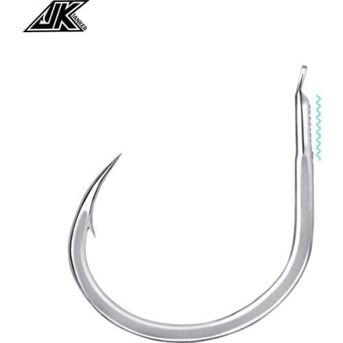 High Carbon Steel Fish Hooks Saltwater Tinned Fishhook Jigging Hook Assist Slow Jig Boat Fishing Tackle Accessories 1PC 1/0-6/0