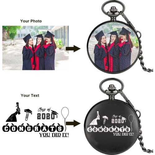 DIY Printed Photo Text Antique Quartz Pocket Watches Personalized Custom Gifts for Friend Kids