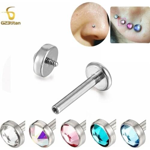 G23titan Internally Threaded Labret Studs 3/4/5mm Zircon Lip Rings Piercing Ear Cartilage Tragus Sexy Men Women Body Jewelry