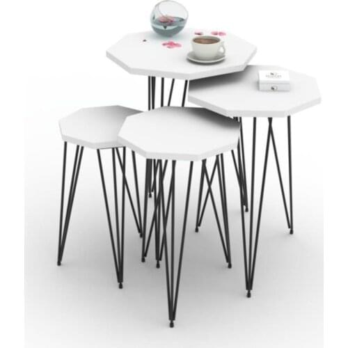 Modern Larose Zigon Coffee Table Gisella Gray 4 Pcs (55*40*40-50*35*35-45*30*30-40*25*25) octagonal coffe table