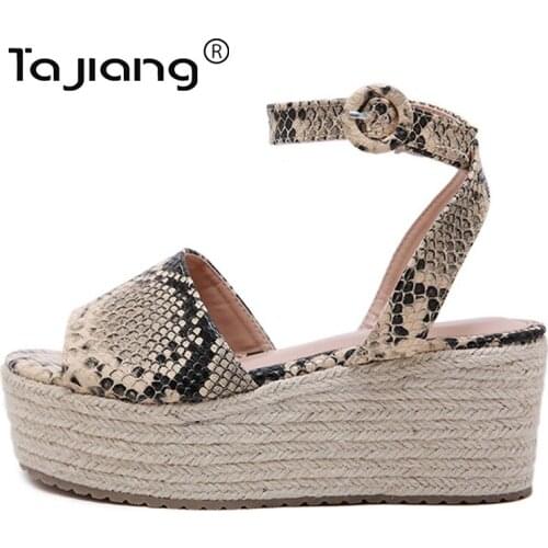 Ta Jiang Summer New style all-match simple buckle wedge sandals Roman style fashion female gladiator shoes T616-6