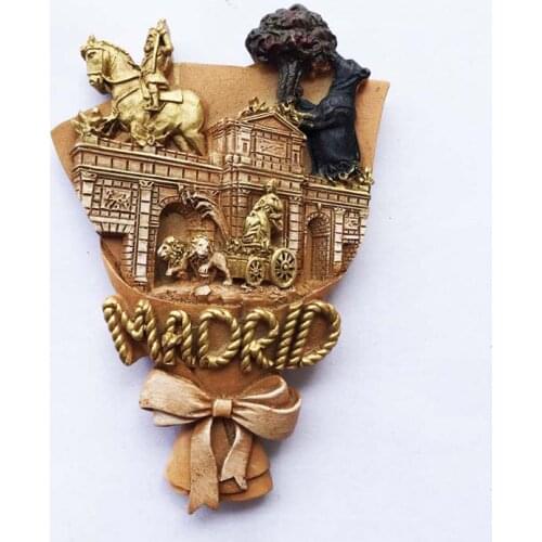 QIQIPP Three-dimensional tile refrigerator stickers at landmarks in Madrid, Spain Creative Bouquet Tour souvenirs