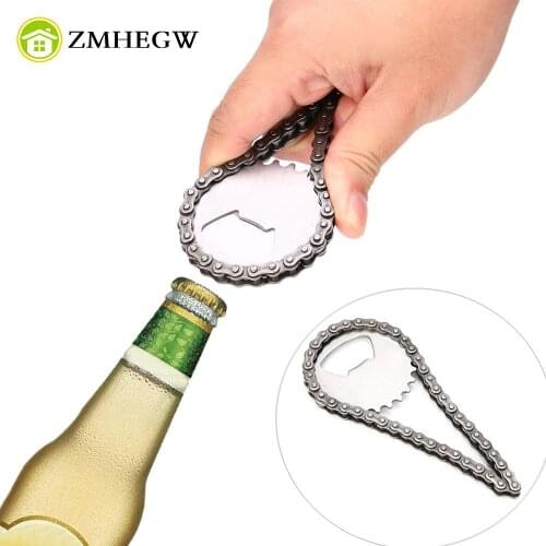 Bike Bicycle Chain Bottle Opener Bar Drinks BBQ Beer Novelty Keychain Metal Beer Kitchen Manual Bar Tool Gadget Multifunction