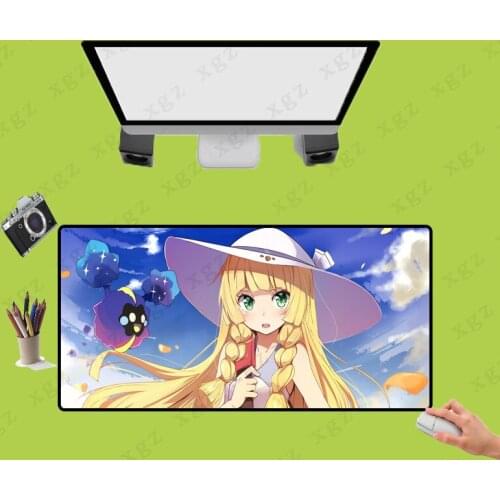 XGZ Anime Cute Straw Hat Girl HD Print Custom Extra Large Mouse Pad Black Lock-edge Computer Desk Mat Rubber Non-slip for Cs