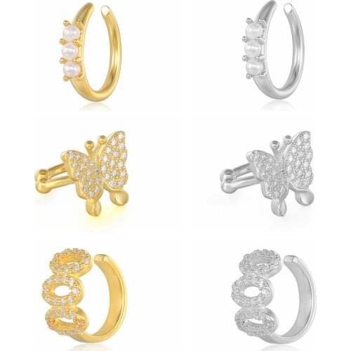 AIDE 1PCS 2021 Trend Unusual 925 Sterling Silver Earrings For Women Pearl Butterfly Ear Clip Ear Piercing Pendientes Mom Gifts