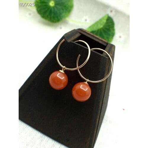 Shilovem 18K yellow Gold Natural south Red agate stud earrings fine Jewelry cute wedding gift new plant women e8.58.5778nh