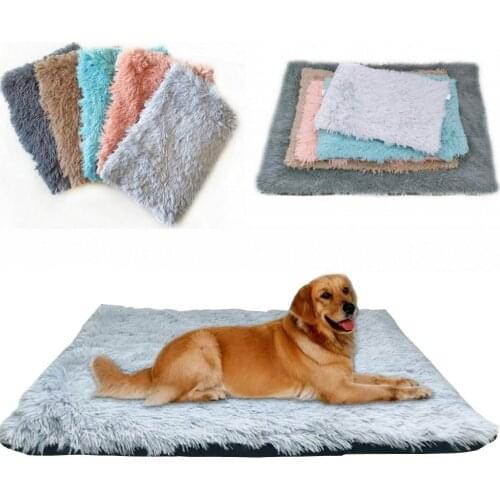 Winter Pet Dog Bed Pad Soft Long Plush Cat Cushion House Warm Big Size 100*70CM Sleeping Bed Blanket For Small Large Dogs Mat
