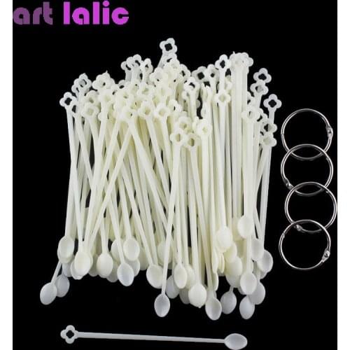 100pcs False Nail Display Fake Nail Art Tips Polish Gel Color Practice Sticks Spoon Shape Color Sample Manicure Tools Set