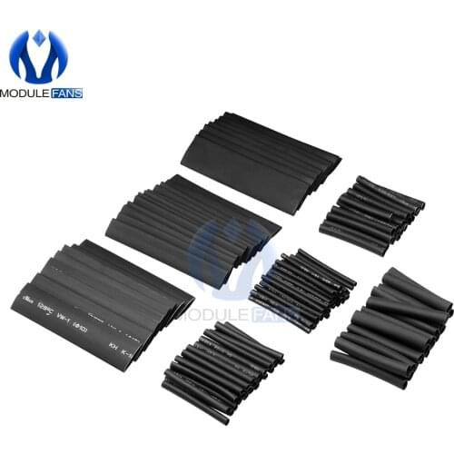 127PCS 7.28m Black 2:1 Assortment Heat Shrink Tubing Tube Car Cable Sleeving Wrap Wire Kit Useful Electric Tubings