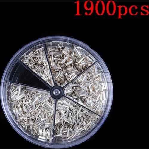 1900pcs/Box Durable Multi-size Ferrules Non-insulated Cable Lugs Wire End Sleeves Ferrules 0.5mm2 - 2.5mm2 Assortment Kit