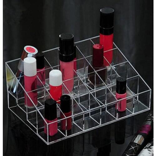 24-grid Clear Lipstick Nail Polish Cosmetic Storage Box Organizer Display Stand Acrylic Makeup Organizer Holder Make Up Tool