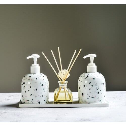 300ml Soap Dispenser Scandinavian Hand Sanitizer Shower Gel Shampoo Bottle Bathroom Ceramic Refill Empty Storage Bottle