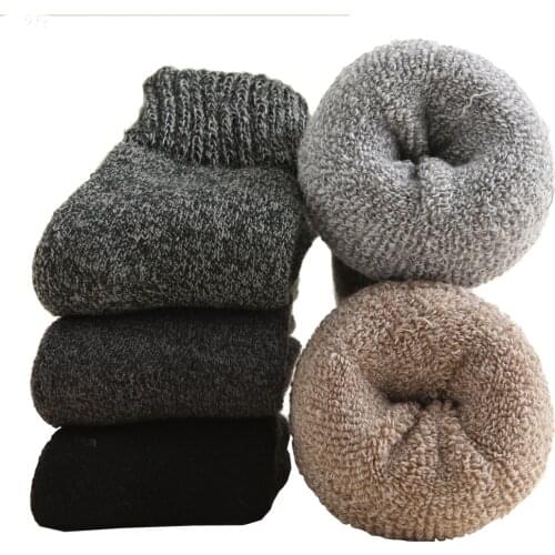 5 Pairs Super Thick Mens Wool Socks Cotton Towel Warm Winter Socks Soft Thermal Cashmere Snow Casual Socks EU 39-45