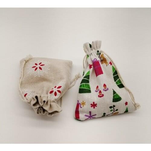 50-100pcs Snowflake Fabric Bag Christmas Jute Bag Sack Drawstring Bags Cotton Sack Gift Bags for Girls Wedding Party Gifts Bags