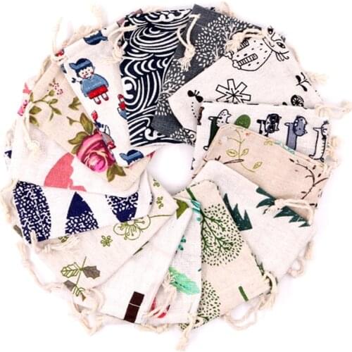 50pcs/lot 8x10cm Natural Cotton Bags Small Drawstring Pouch Gift Bag Muslin Charms Necklace Jewelry Packaging Bags & Pouches