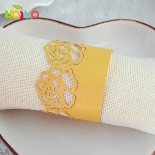 Promotion! fancy party and wedding decoration laser cut metallic paper plain napkin ring