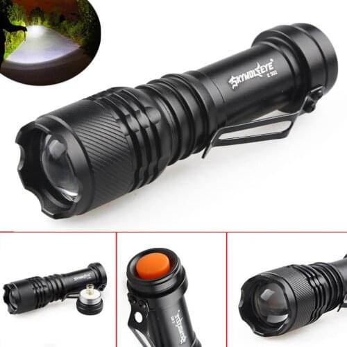 Aluminium Alloy Sky Wolf Eye Flashlight Torch E502 800LM Q5 LED Light 3 Modes Flash Waterproof Camping Torch Lamp Zoomable