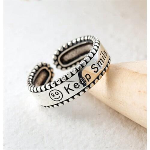 Free Shipping Bestseller Official Store Letters Keep Smile Rings Retro Vintage Friend Woman Gift Womens Fashion 2019