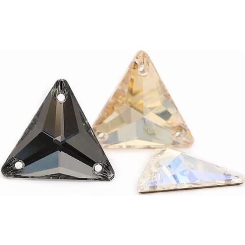 XIAOPU Sparkly Shining Triangular Sew on Fancy Rhinestones K9 Glass Flat Back Strass Crystal Buttons Sew on Clothing Crafts