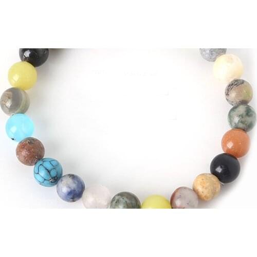 BEAUCHAMP Assorted Colors Beads Bracelets Gem Natural Stone Stretch Cord Bangles Elastic Rope Pulserase Jewelry Expandable Charm
