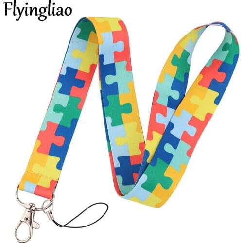 Autism Labyrinth lattice Neck Strap Lanyards ID badge card holder keychain Mobile Phone Strap Gift Ribbon webbing necklace