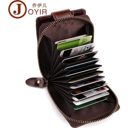 Joyir Credit Card Holders Wallet Genuine Leather Men Business Wallet High Capacity Credit Holders Purses With Coin Pocket