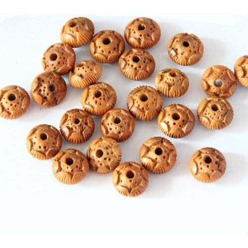 10pcs/lot 10*14mm/12*18mm Natural Wooden Handcraft Lotus Shape Spacer Bead Carved Peach Wood Beads DIY Bracelets Necklace Making
