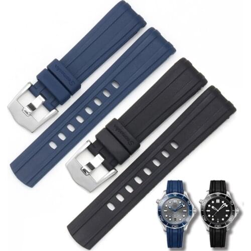 Watch Bracelet For Omega SEAMASTER 007 PLANET OCEAN AT150 Arc Edge Pin Buckle Watch Accessories Strap Silicone Watch Band Chain