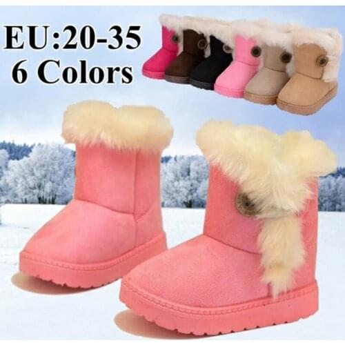 Childrens 2021 warm snow boots with fur for 1 to 6 year old child, soft soled shoes, for girl and boy