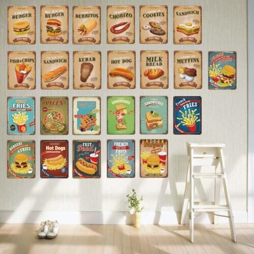 Food Eggs Tin Sign Vintage Plaque Painting Bar Cafe Home Metal Wall Art Decor 30X20CM LA-4613A