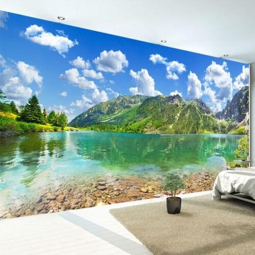 Custom Any Size Murals Wallpaper Modern Nature Landscape Lake Forest Photo Wall Cloth Living Room TV Background Wall Painting 3D