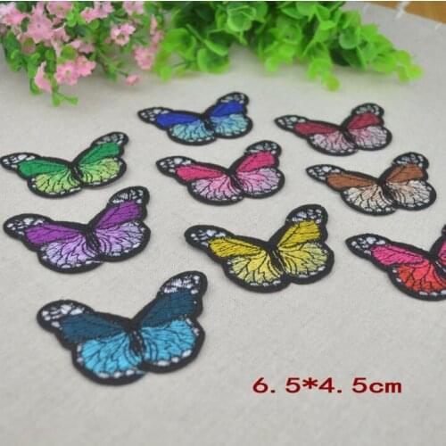 Hot!!5 pcs/lot 6.5*4.5CM Multicolor DIY Iron On Butterfly Embroidery Clothes Hotfix Decoration Lace Fabric Applique Patch