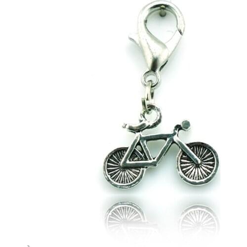 JINGLANG New! DIY New Design Fashion Metal Black Silver Bicycle Pendant Lobster Clasp Charm For Necklace Jewelry Accessories