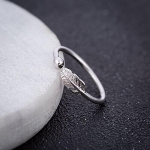 Jisensp Vintage Feather Ring Wholesale Charms Antique Couples Leaf Feather Ring Finger Ring Fashion Jewelry Rings for Women Gift