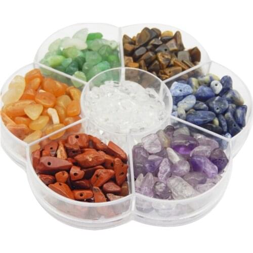 Julie Wang 420PCS/Box Natural Irregular Stone Beads 7 Styles Small Loose Spacer Bead Bracelet Jewelry Making Accessory