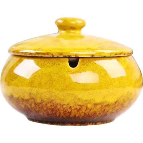 Ceramic Ashtray with Lids, Windproof, Cigarette Ashtray for Indoor or Outdoor Use，ashes Holder for Smokers,Desktop Smoking Tray
