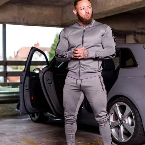 Vanquish Mens Casual Sports Suit Autumn and Winter Fitness Fashion Fit Jogger 2-piece Running Cardigan for Men Gym Clothing