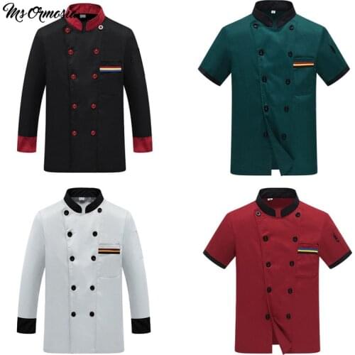 Chef Uniform Costume Breathable Food Service Top Custom Logo Printing Short full Sleeve Restaurant Kitchen Man Shirt Clothing